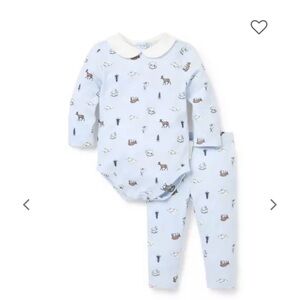 Janie and Jack Light Blue Animal Print Bodysuit Set